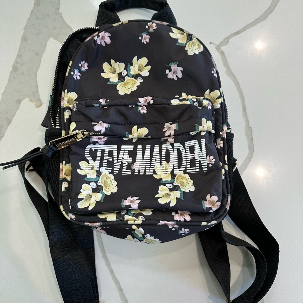 Steve Madden Black Backpack with Floral Accents